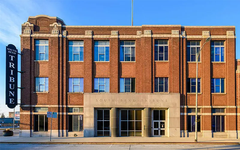 The former South Bend Tribune building in downtown South Bend