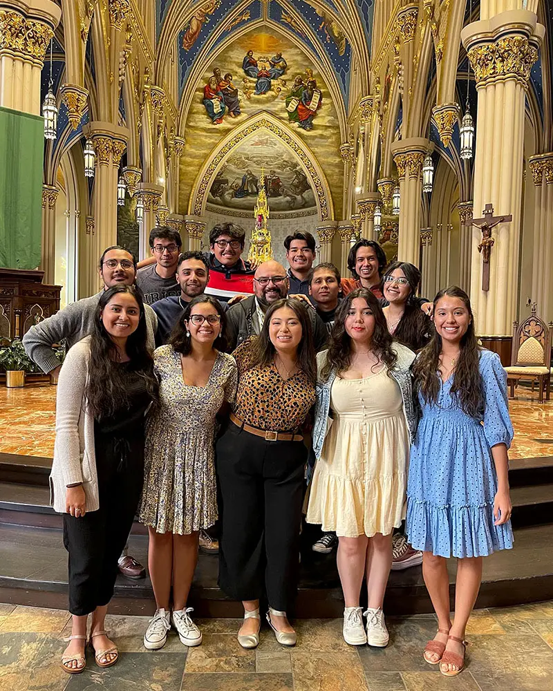 Notre Dame’s Spanish choir stands in the Basilica of the Sacred Heart. 